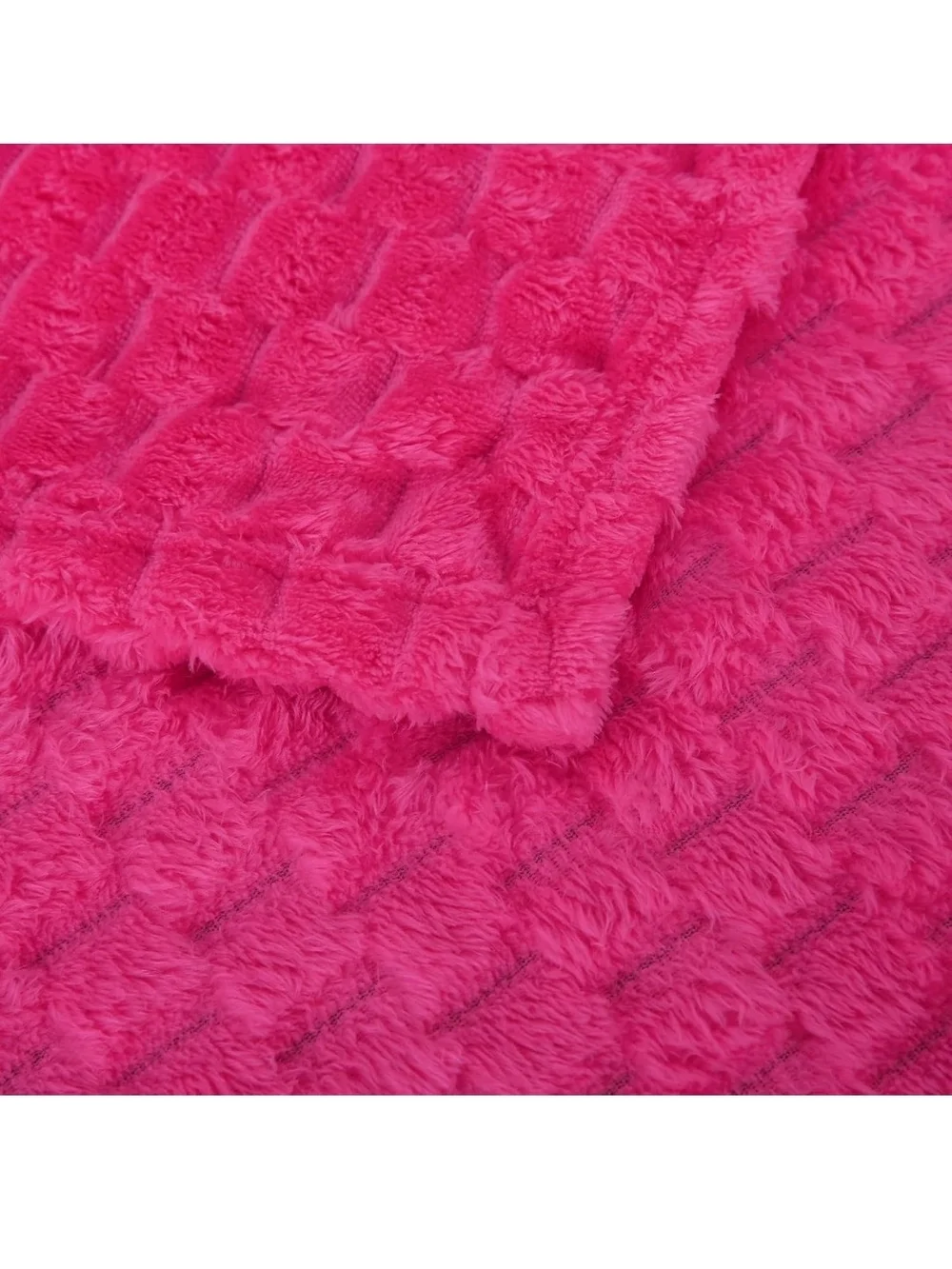 Plush Hot Pink Textured Throw Blanket - Soft Cozy Comfort 50x60